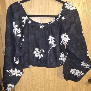 APIECE APART Maestra Crop Top - White Floral Organic Cotton Size M